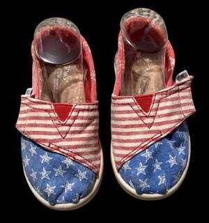 TOMS Toddler Classic Stars and Stripes American Flag Canvas Slip-On Shoes
